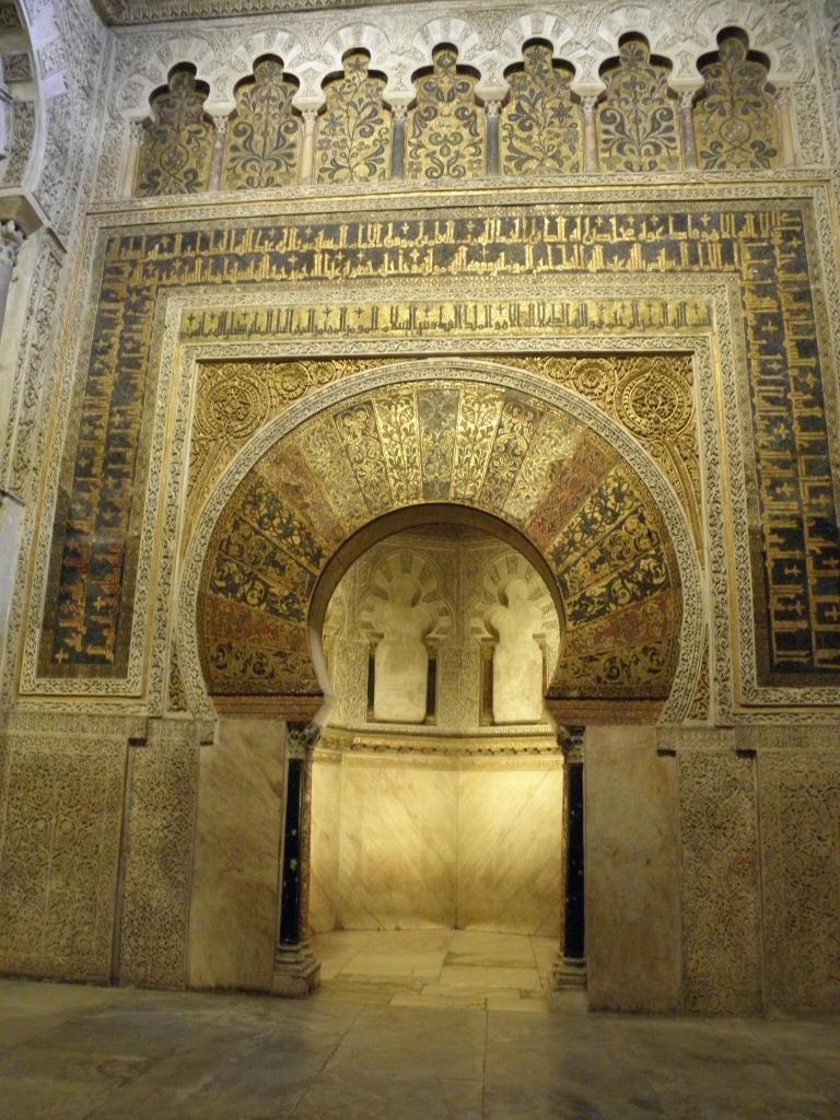 The original mihrab (=prayer niche), a staple in any mosque design, it gives the direction to Mekkah and usually is designed with great acoustics, so that the Imam's recitation as he leads the prayer from inside, is heard by all the congregation.